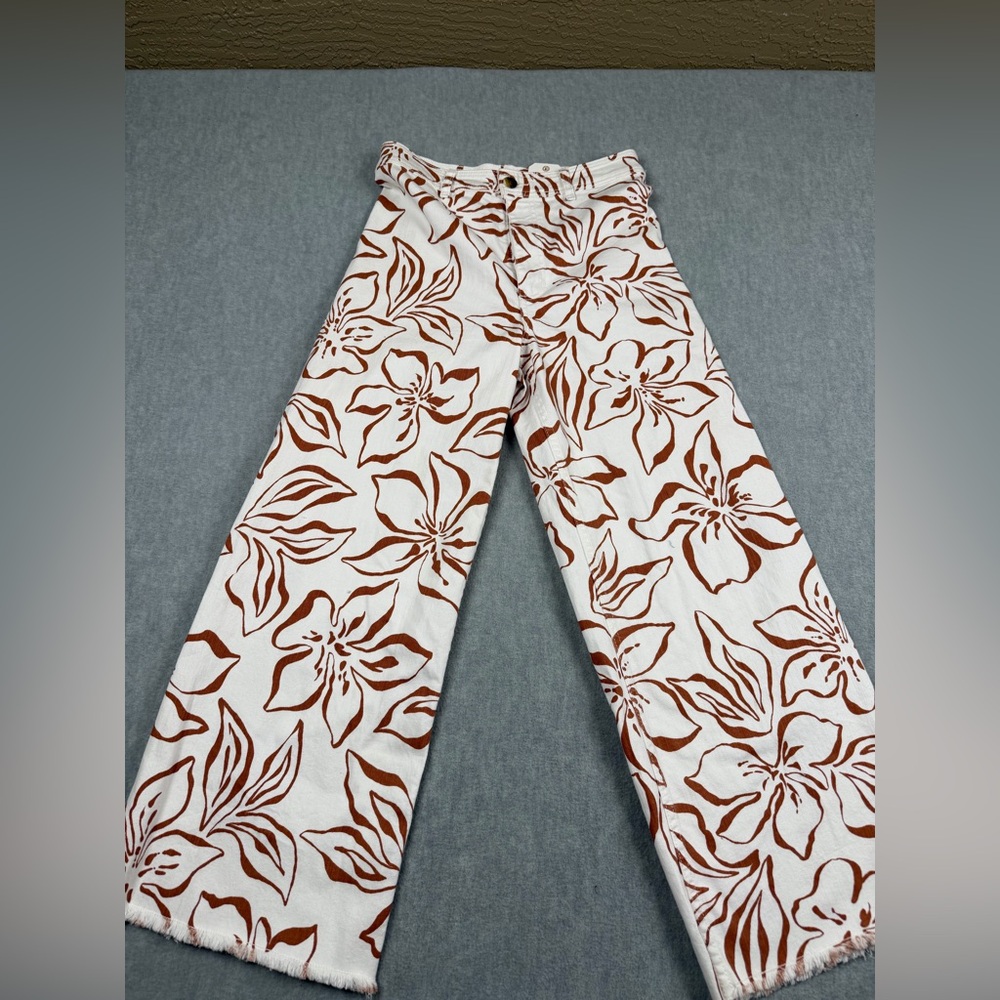 Billabong White and Brown Patterned Pants